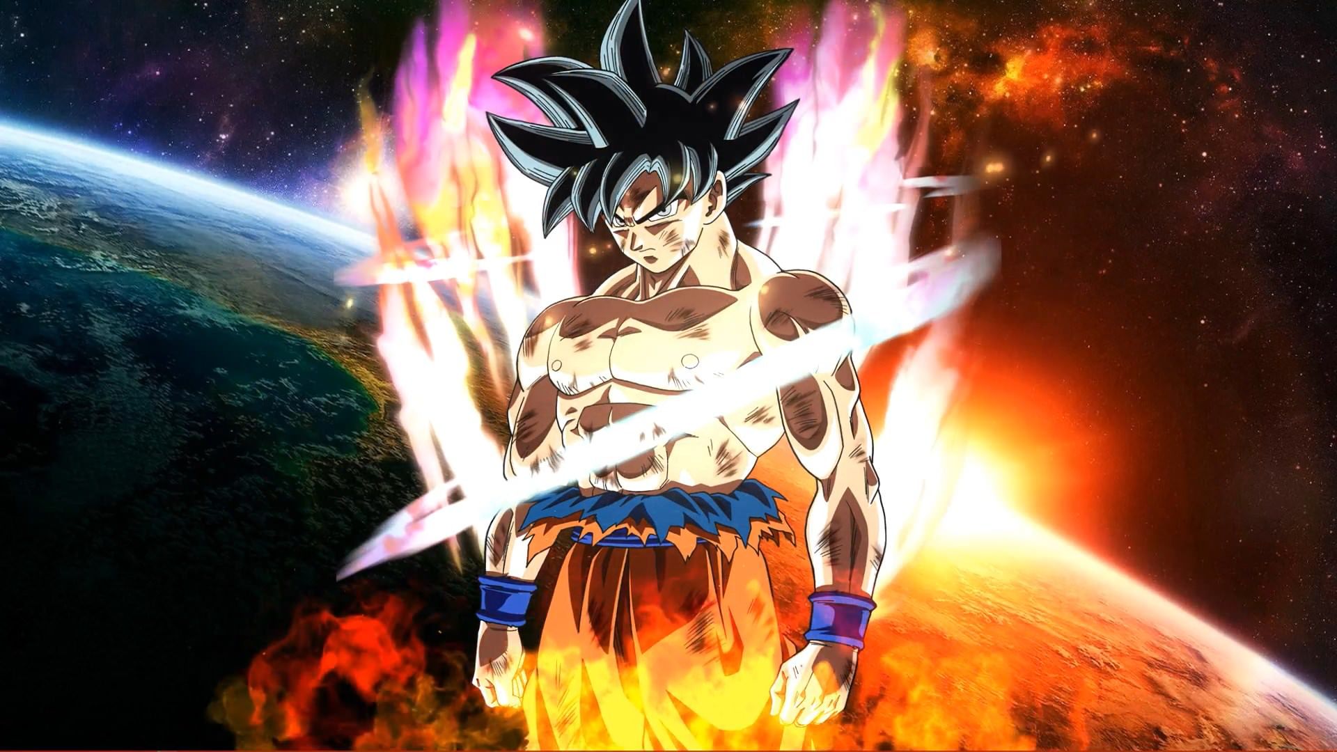 fondo de pantalla animado goku,anime,cg artwork,personaje de ficción,obra de arte,diseño gráfico