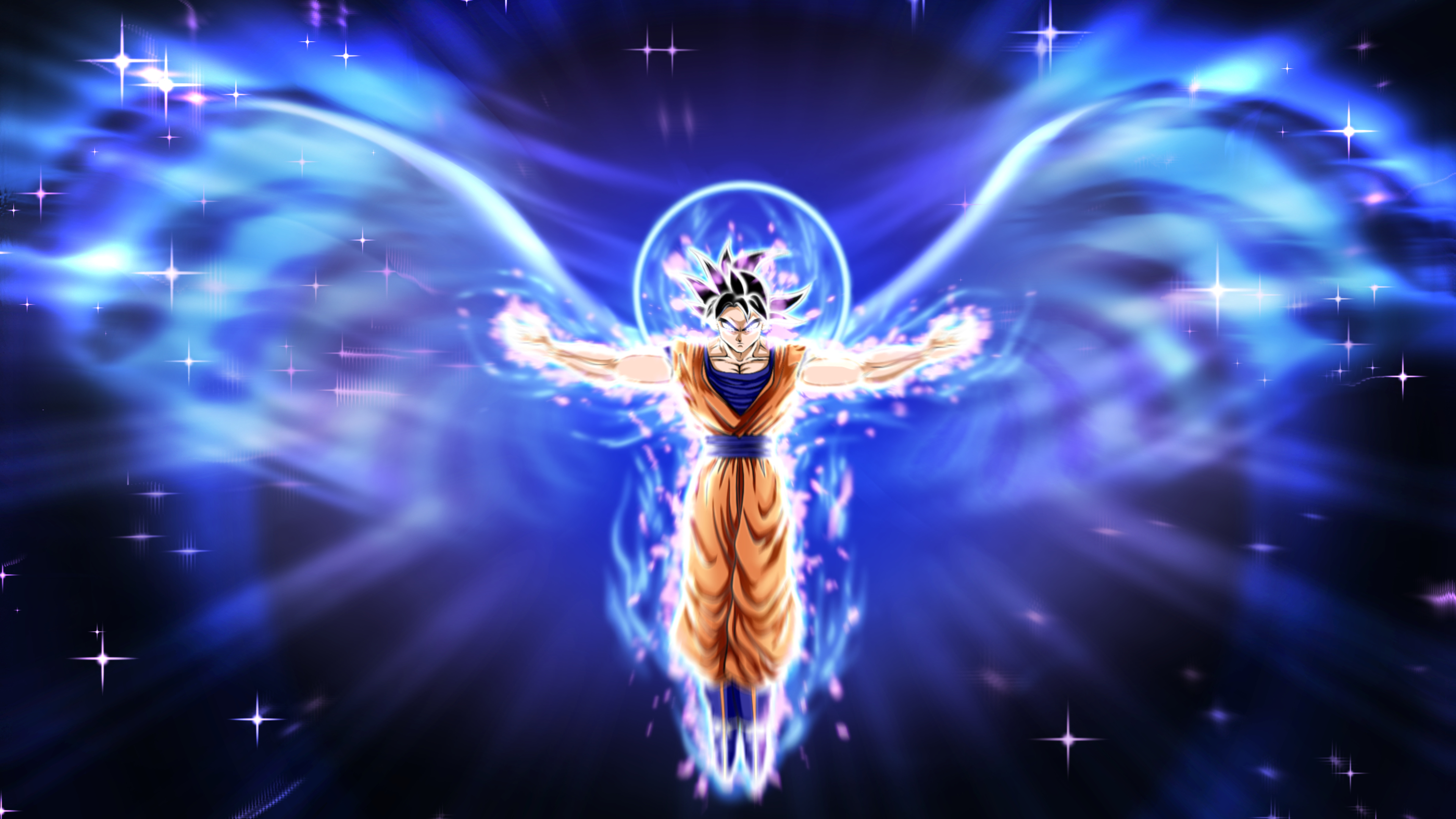 san goku wallpaper,supernatural creature,anime,fictional character,sky,cg artwork