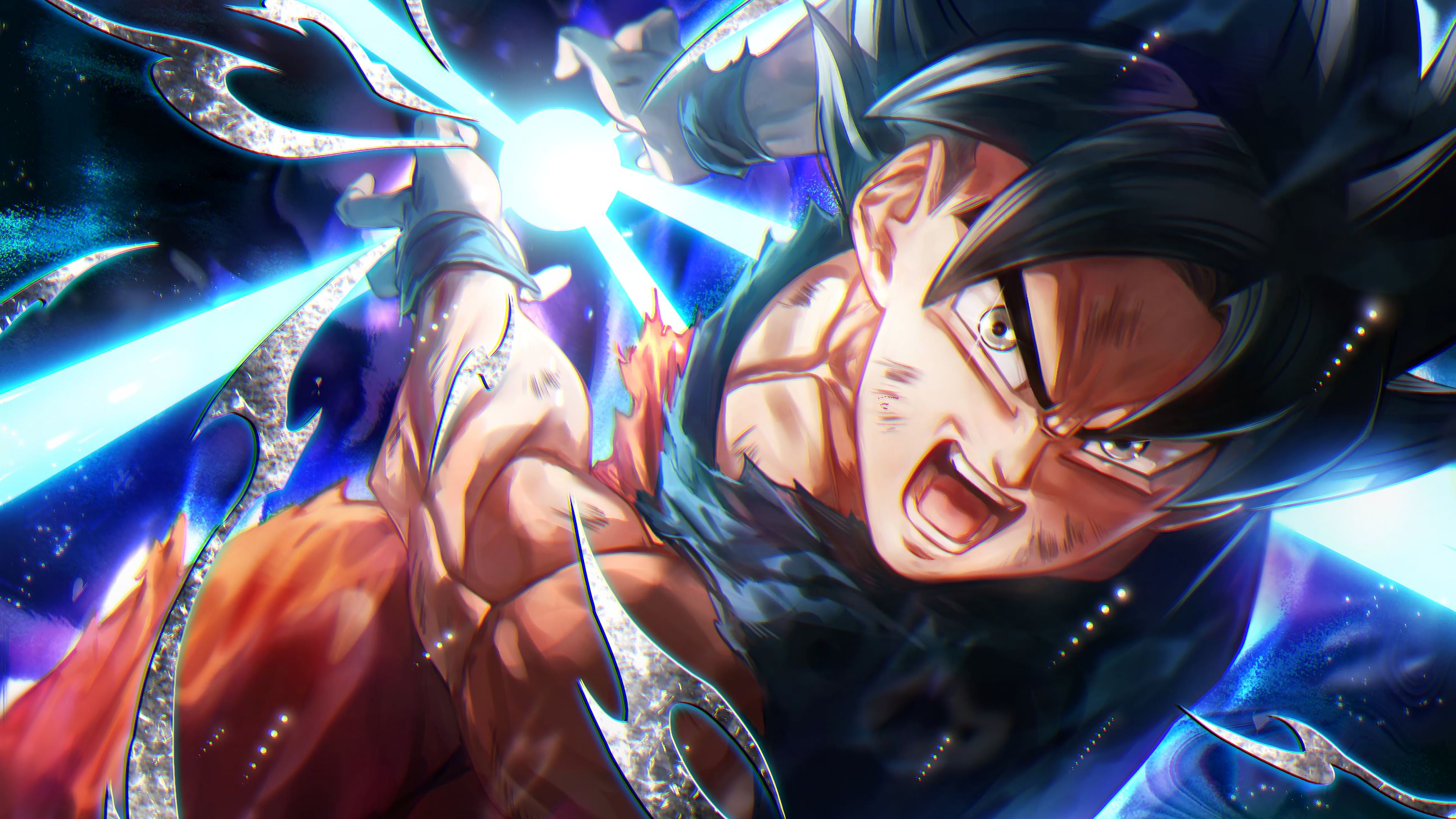 goku kamehameha wallpaper,anime,black hair,cg artwork,fictional character,illustration