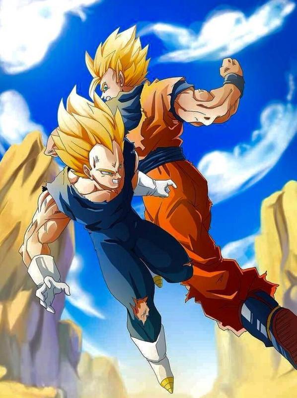 goku vs vegeta wallpaper,anime,cartoon,dragon ball,animated cartoon,fictional character