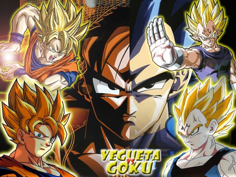 goku vs vegeta wallpaper,anime,dragon ball,erfundener charakter,kunstwerk,held