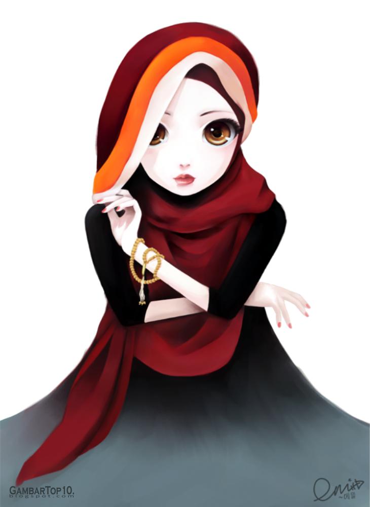 fond d'écran kartun muslimah,rouge,illustration,orange,dessin animé,écharpe
