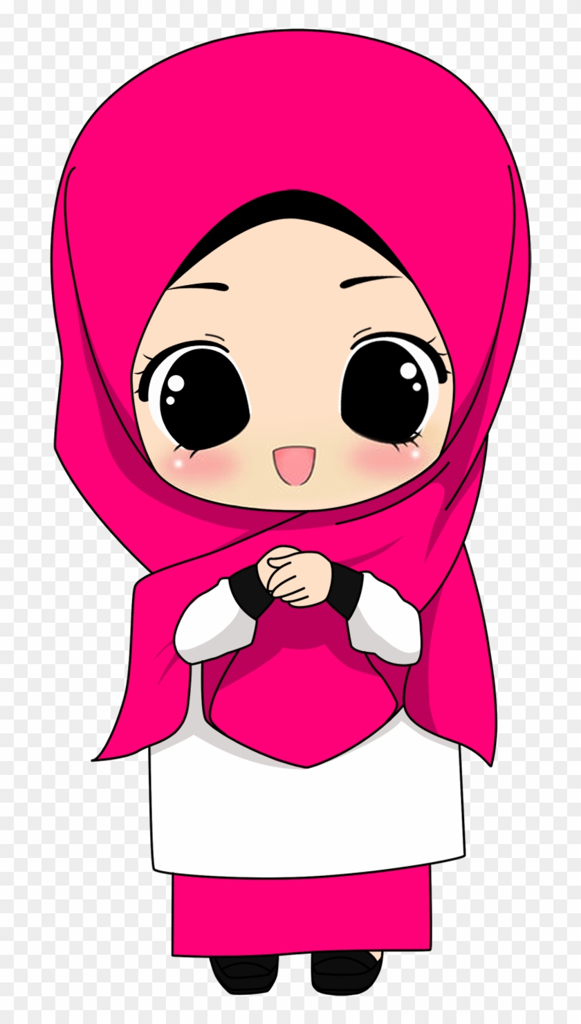 carta da parati kartun muslimah,cartone animato,rosa,clipart,illustrazione,personaggio fittizio