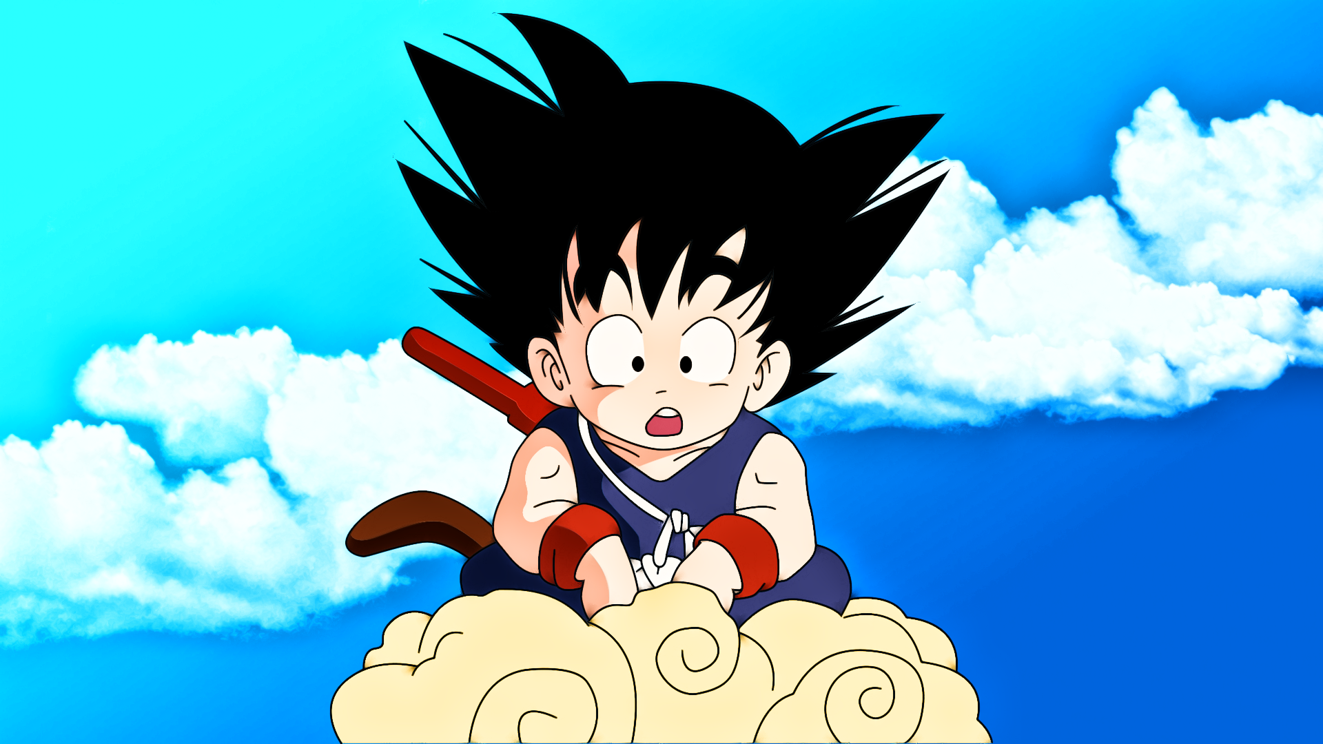 kind goku wallpaper,anime,karikatur,dragon ball,animierter cartoon,himmel