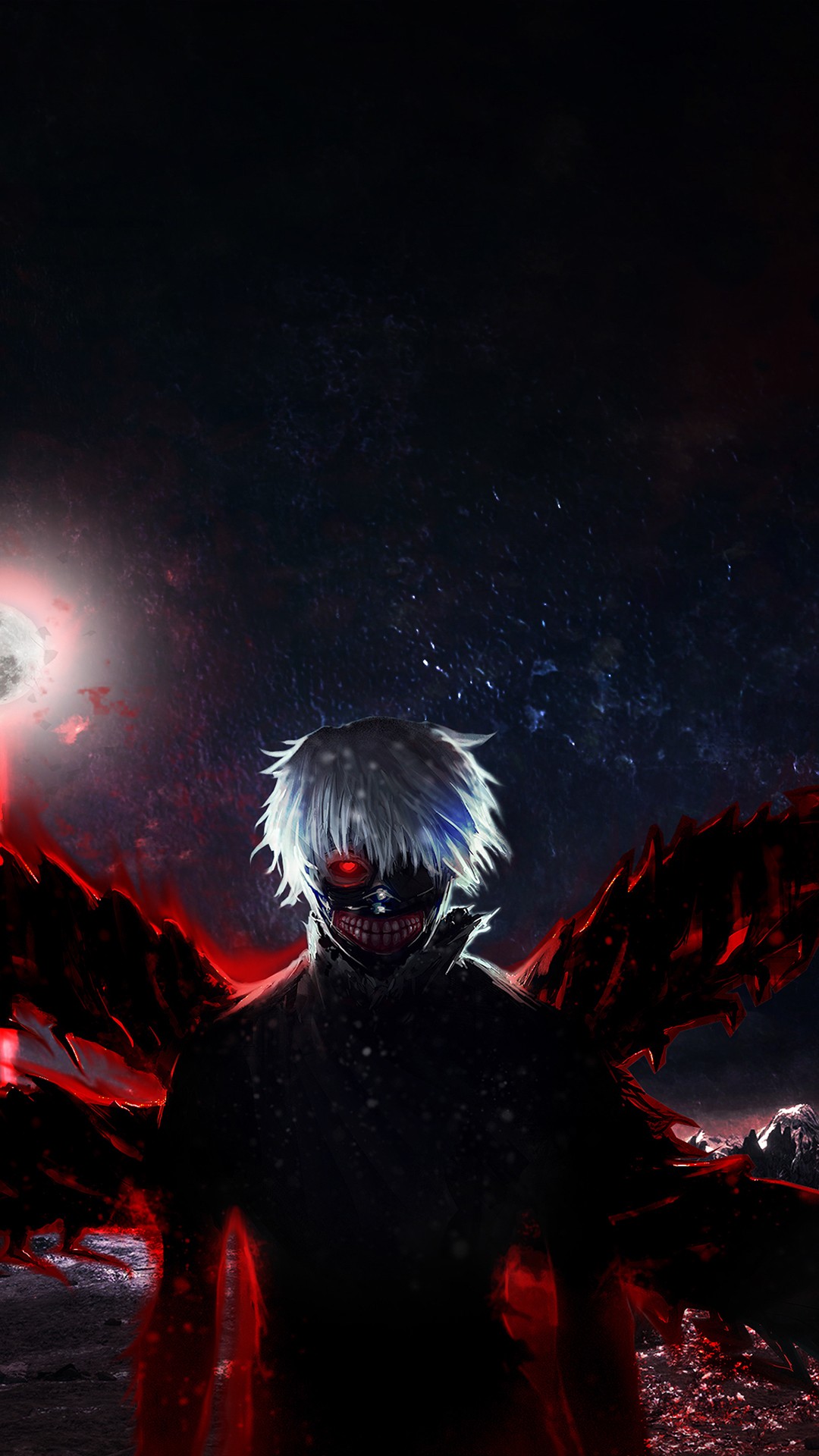 wallpaper tokyo ghoul android,darkness,anime,sky,cg artwork,fictional character