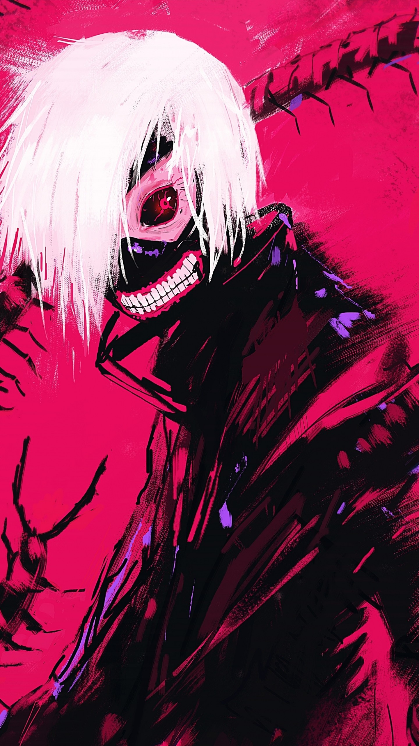 tokyo ghoul wallpaper 1080x1920,pink,anime,cartoon,fictional character,illustration