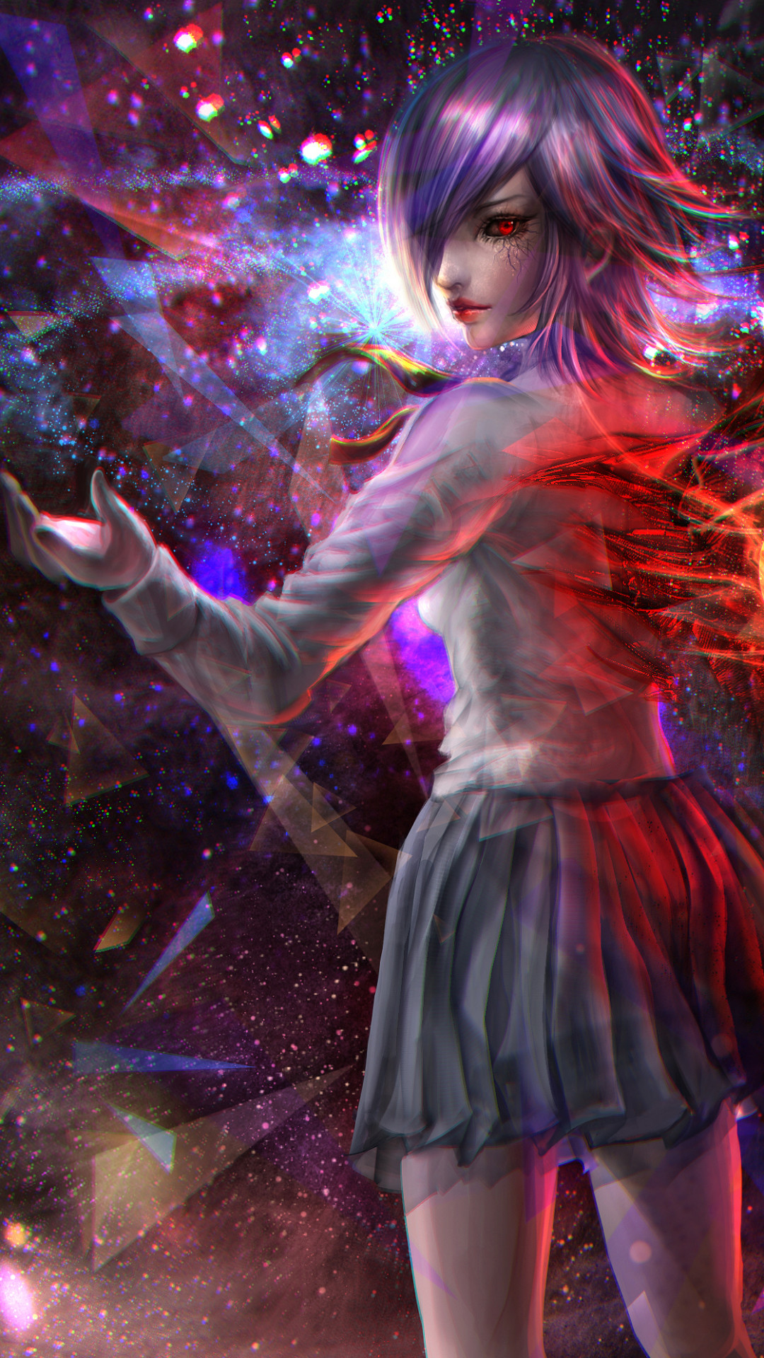 tokyo ghoul fondo de pantalla 1080x1920,cg artwork,púrpura,anime,violeta,espacio