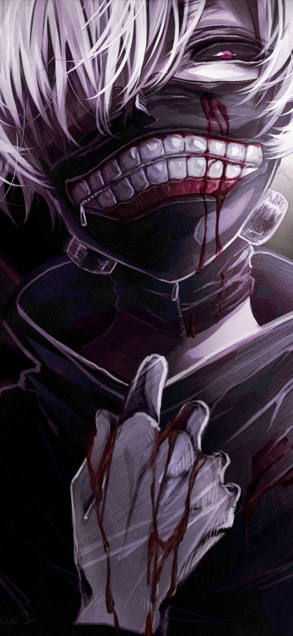 kaneki ken wallpaper iphone,cg artwork,fictional character,anime,supervillain,illustration