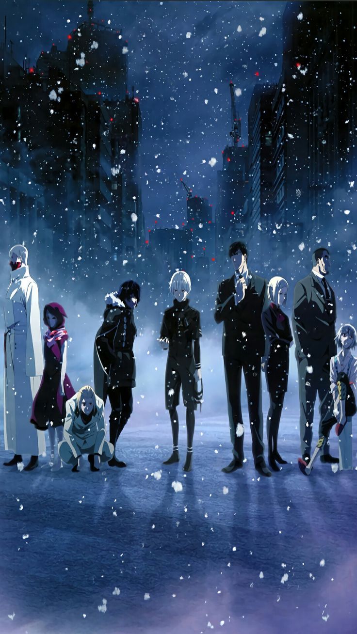 fond d'écran de téléphone tokyo ghoul,humain,espace,neige,hiver,illustration