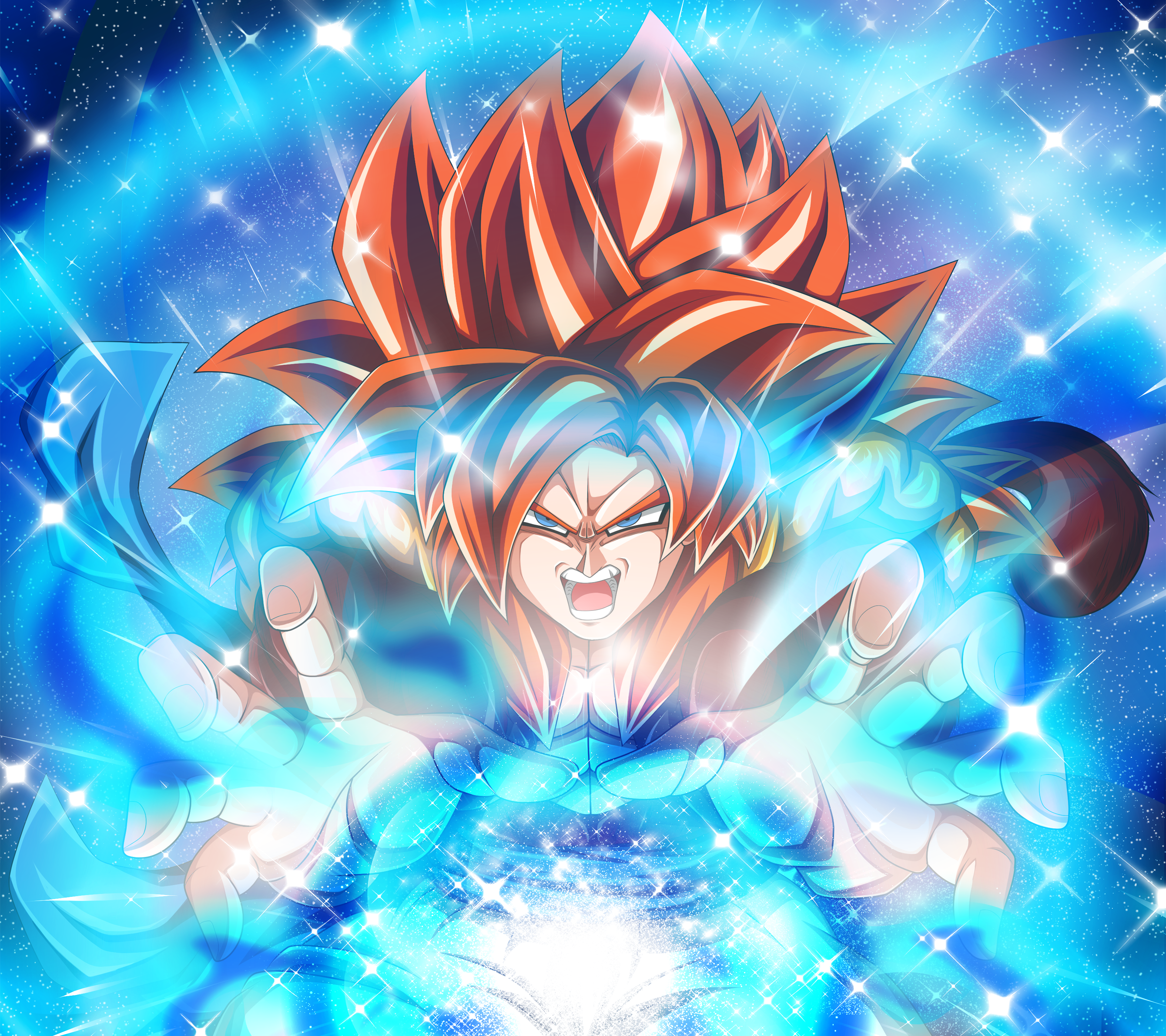 gogeta ssj4 fond d'écran hd,anime,ciel,personnage fictif,oeuvre de cg,ouvrages d'art