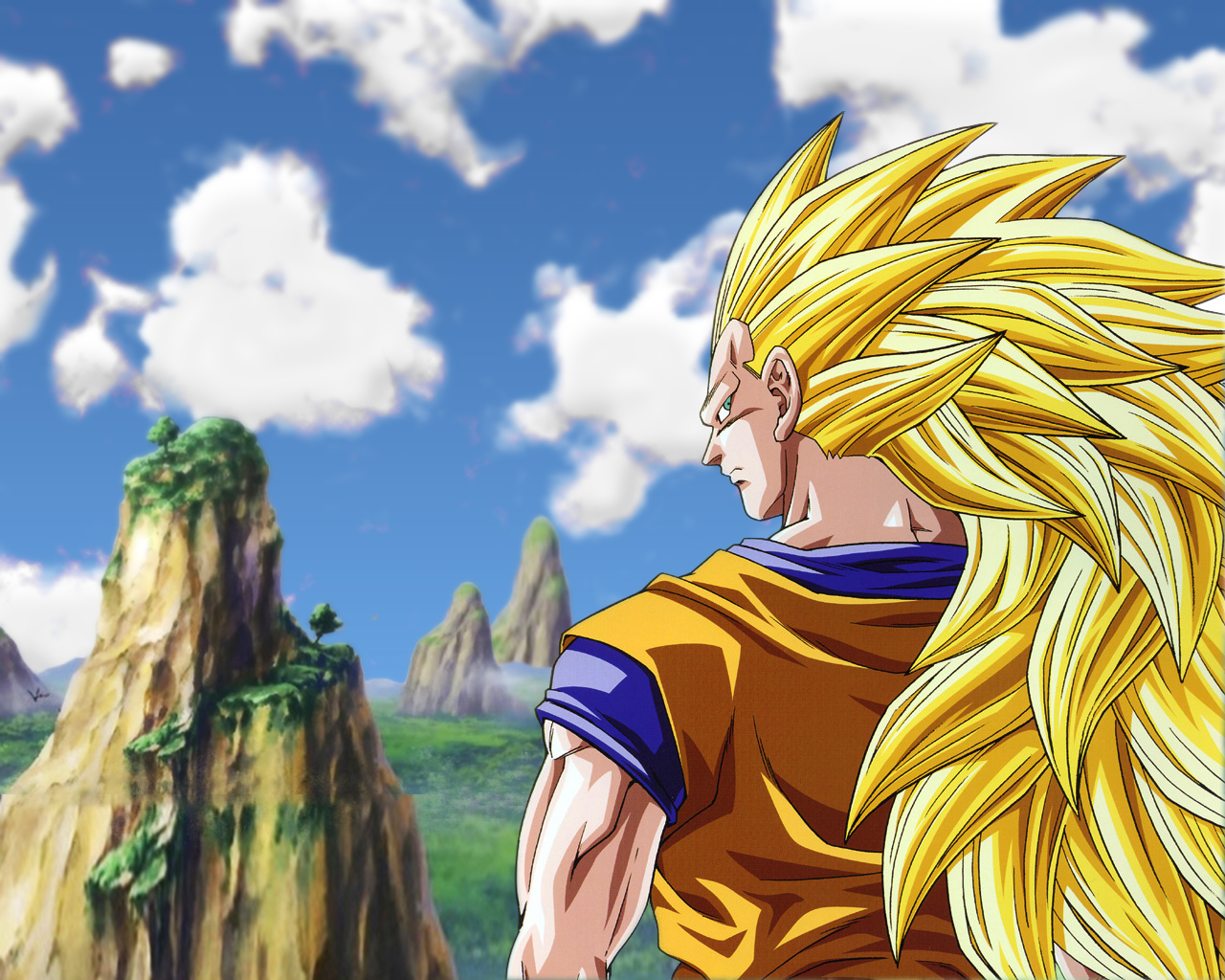 goku ssj3 wallpaper,anime,sky,dragon ball,cg artwork,animated cartoon