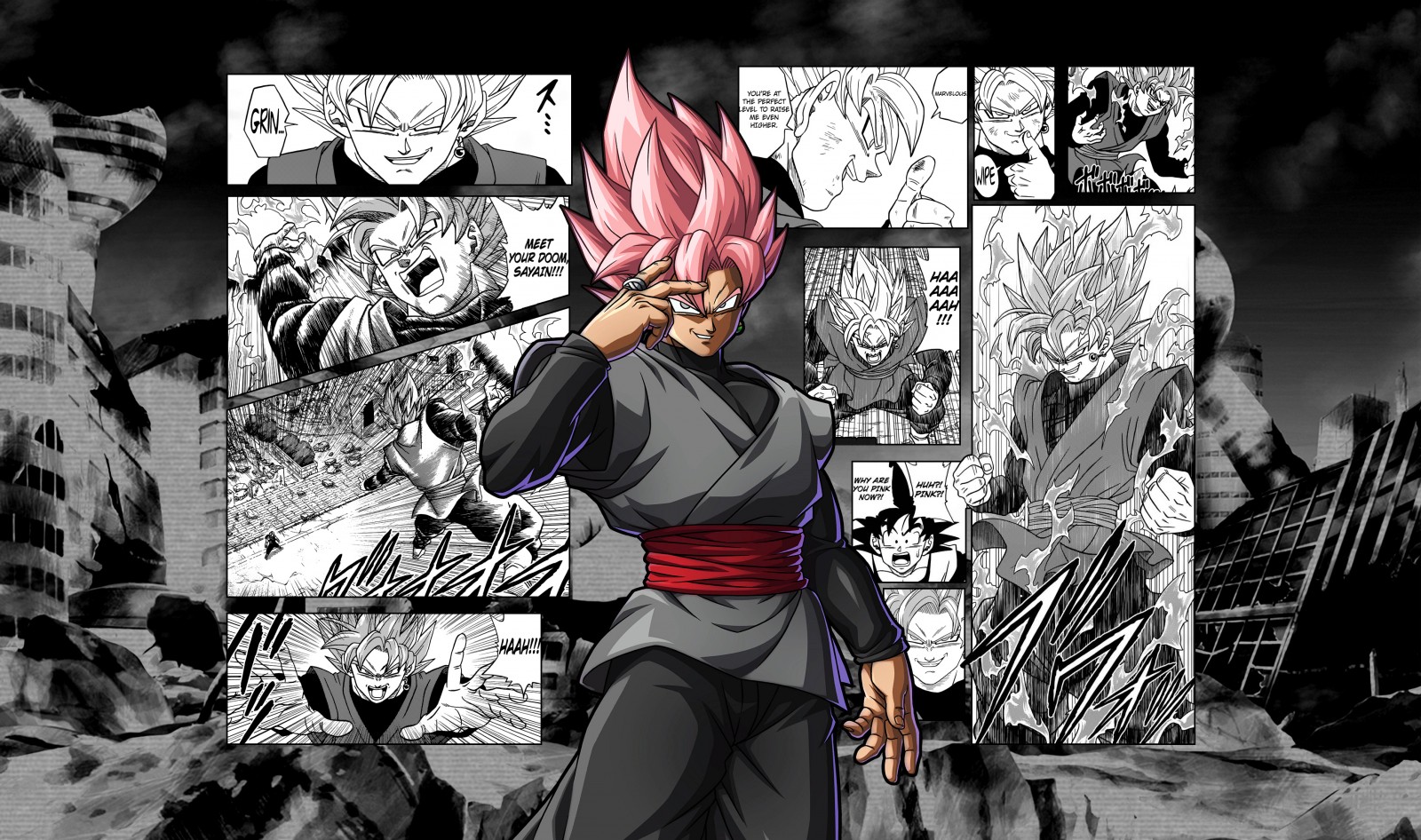 dragon ball super black goku wallpaper,anime,cartoon,fictional character,illustration,fiction