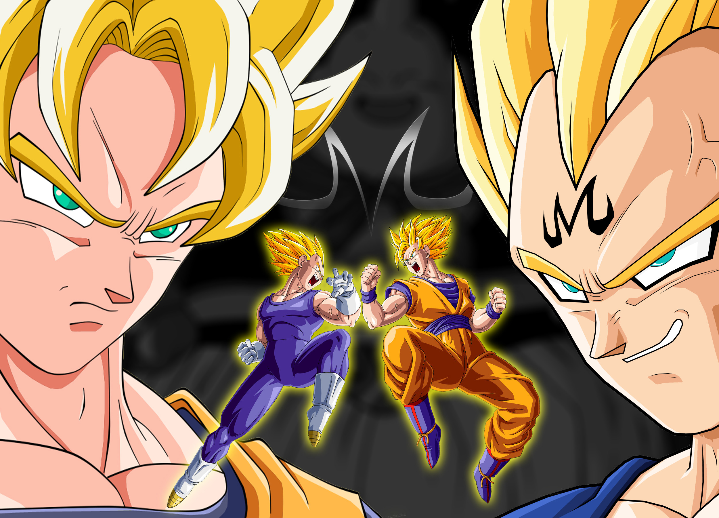 goku und vegeta tapete,karikatur,anime,dragon ball,erfundener charakter,animierter cartoon