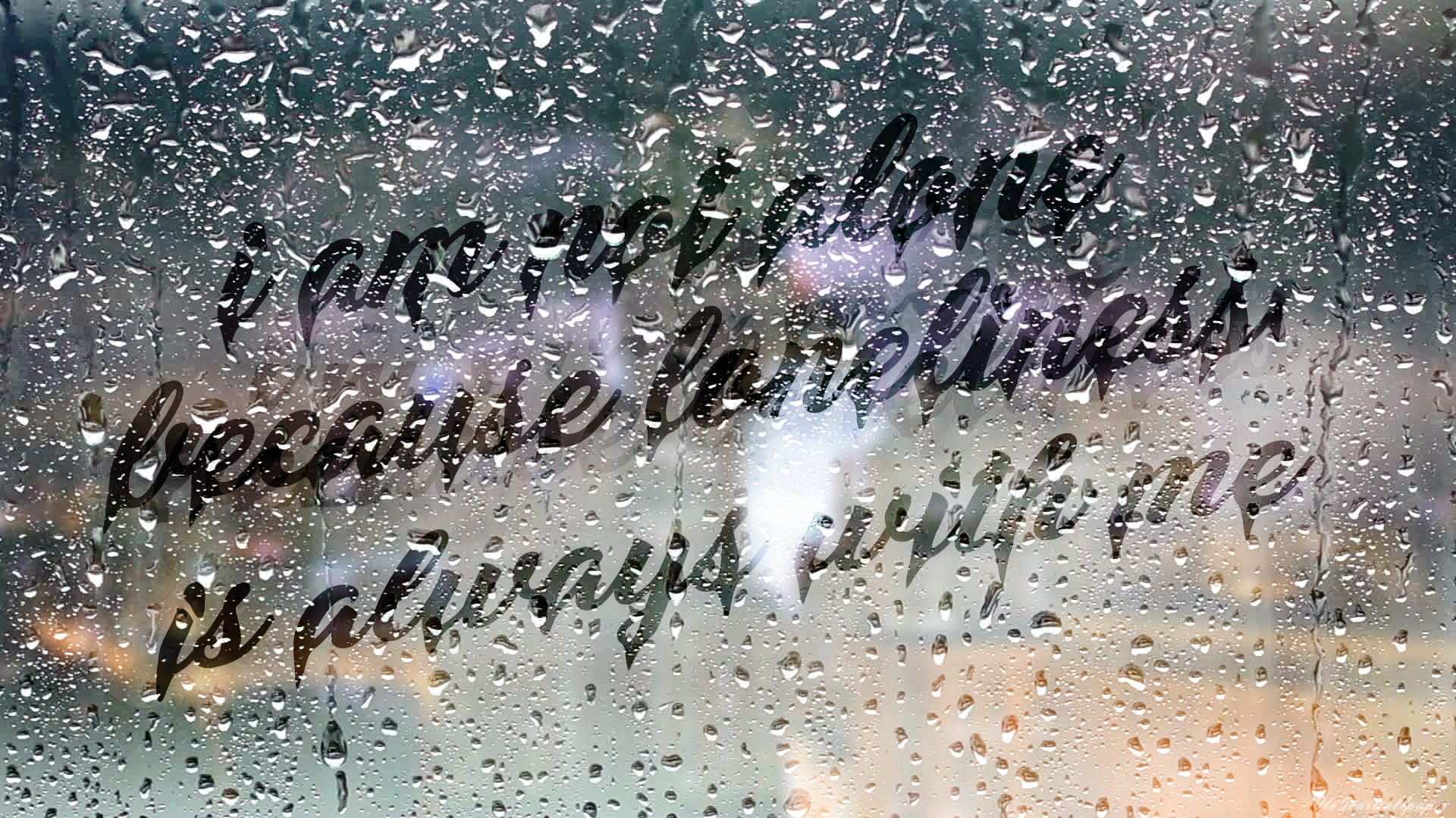 loneliness wallpapers with quotes,water,text,rain,font,drop