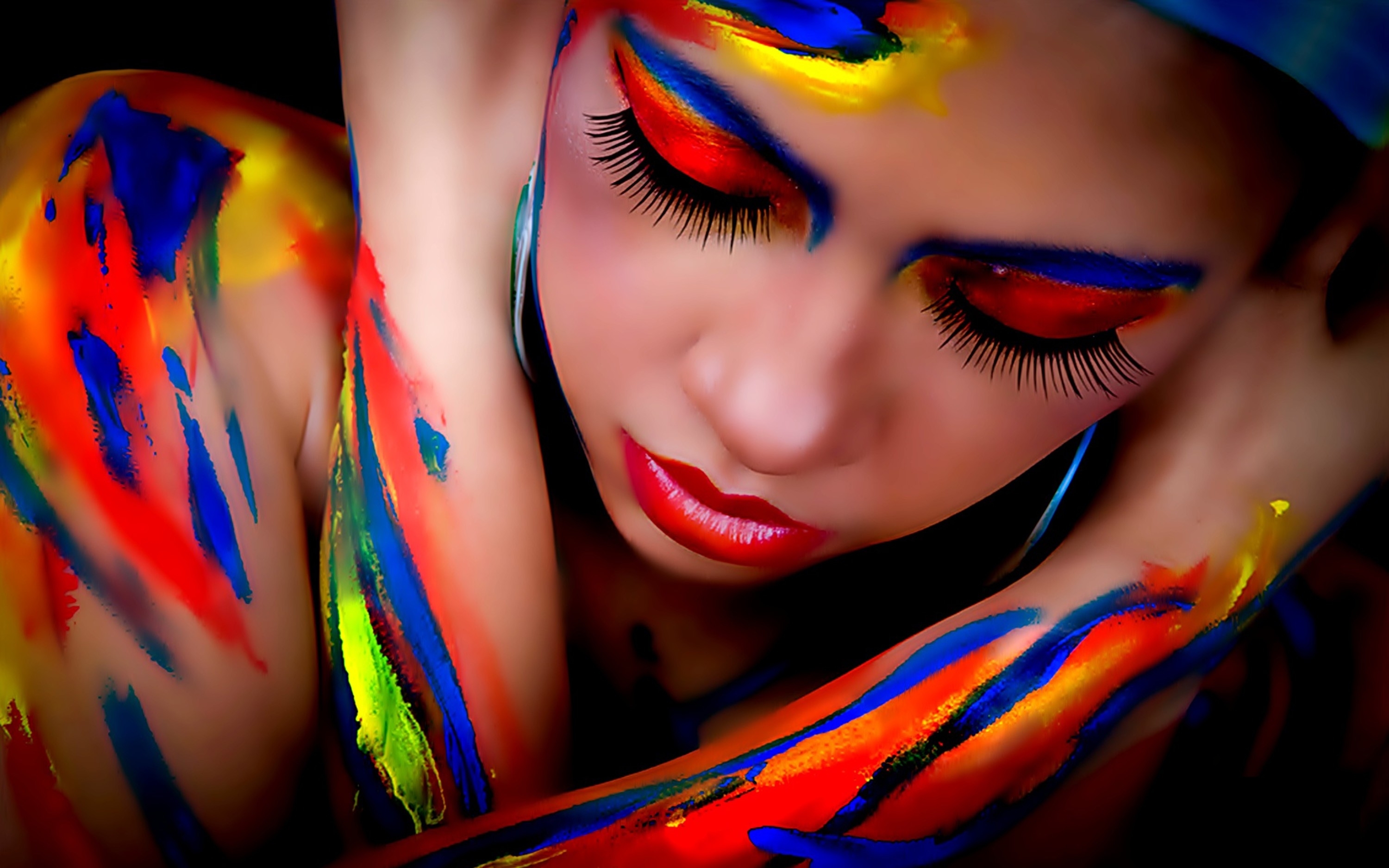 carta da parati per body painting,viso,blu,labbro,bellezza,sopracciglio