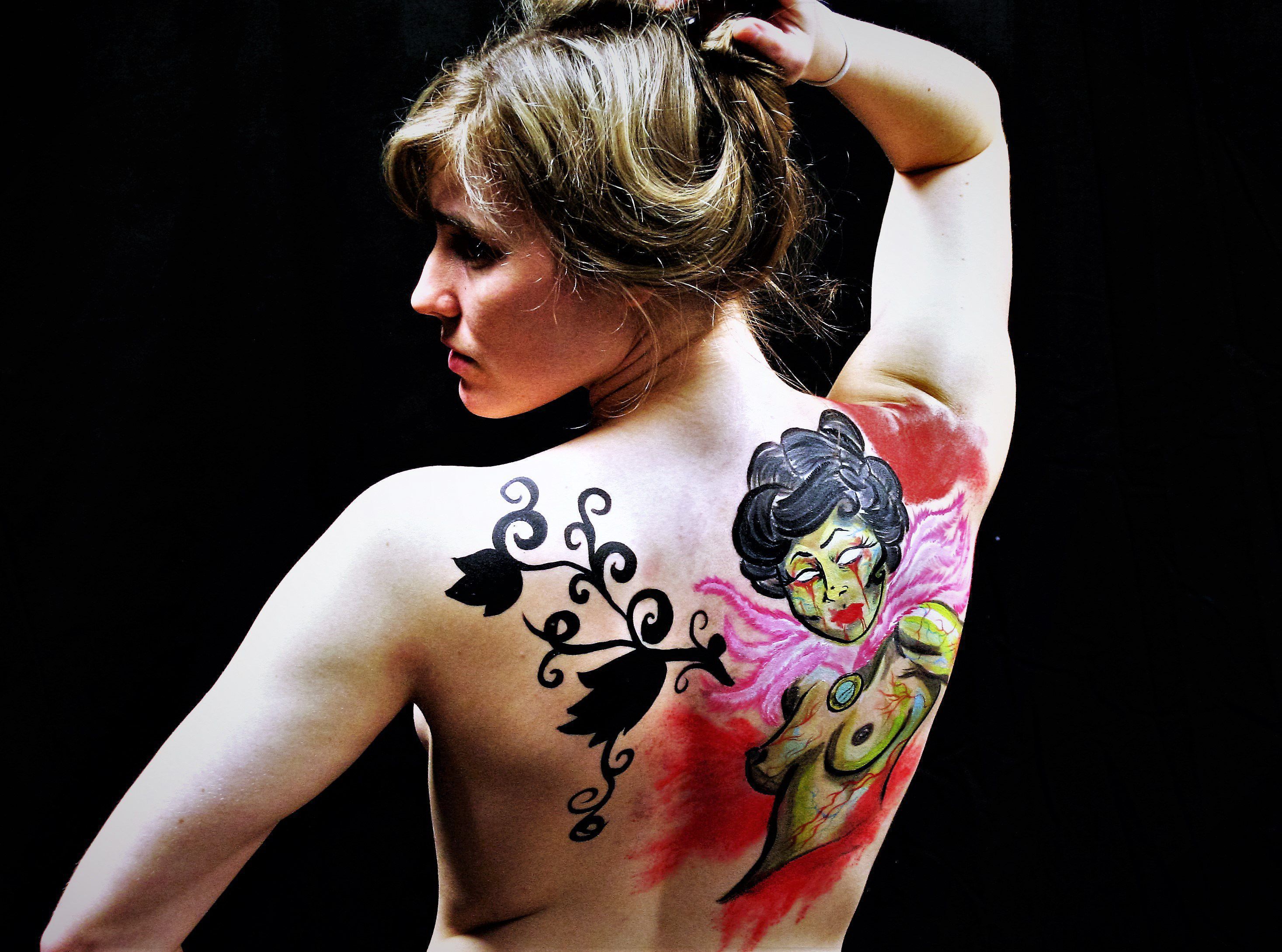 바디 페인트 벽지,타투,어깨,임시 문신,인간의 몸,뒤