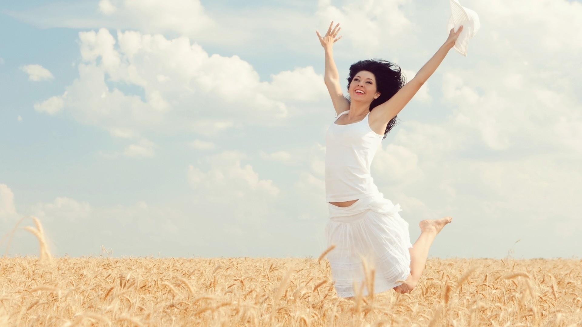 happy mood wallpapers hd,people in nature,happy,sky,field,fun