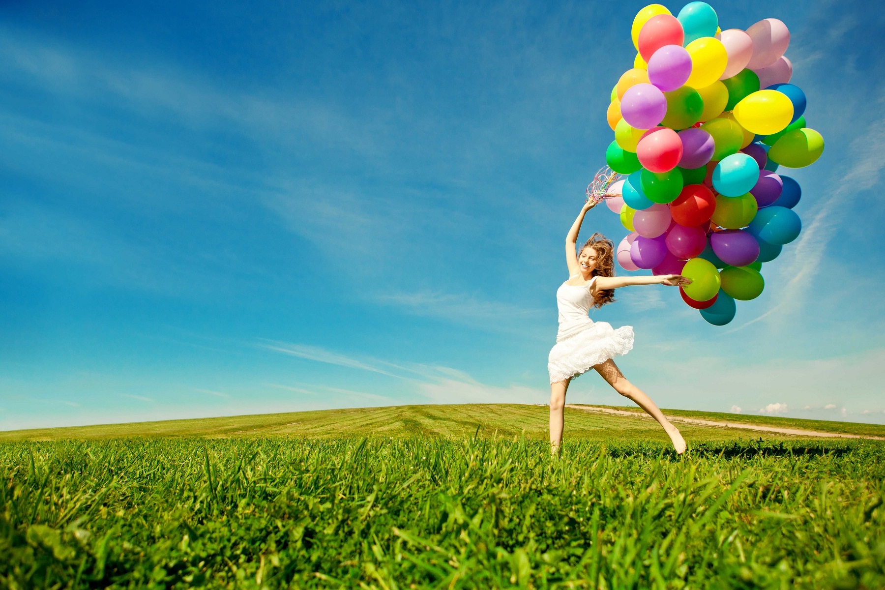 happy mood wallpapers hd,people in nature,sky,balloon,grassland,grass