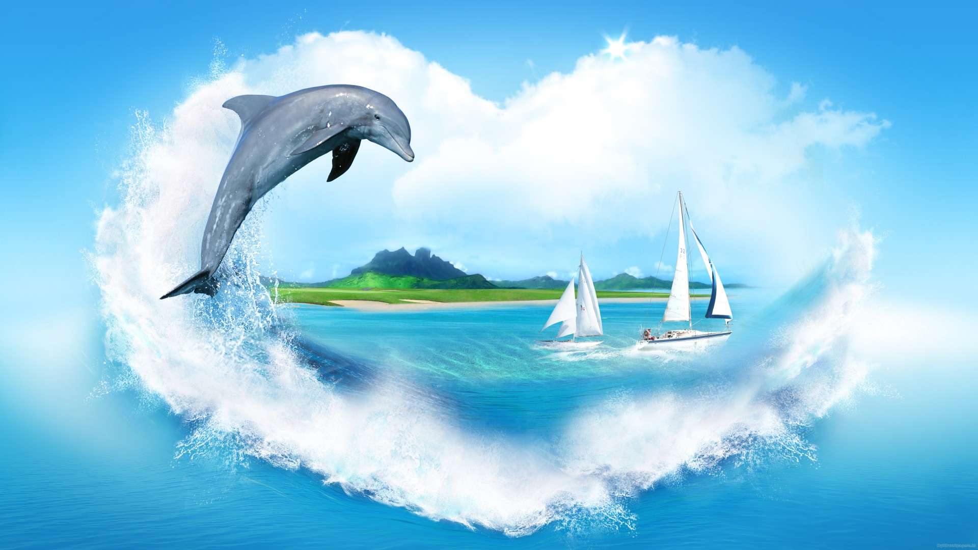 mood wallpaper download,water,dolphin,wind wave,marine mammal,ocean