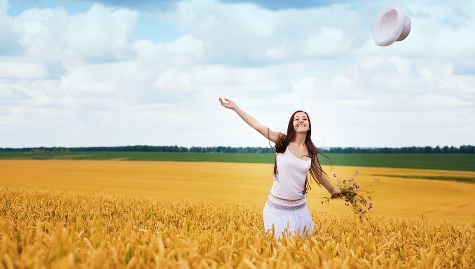 happy mood wallpaper,people in nature,field,sky,happy,yellow