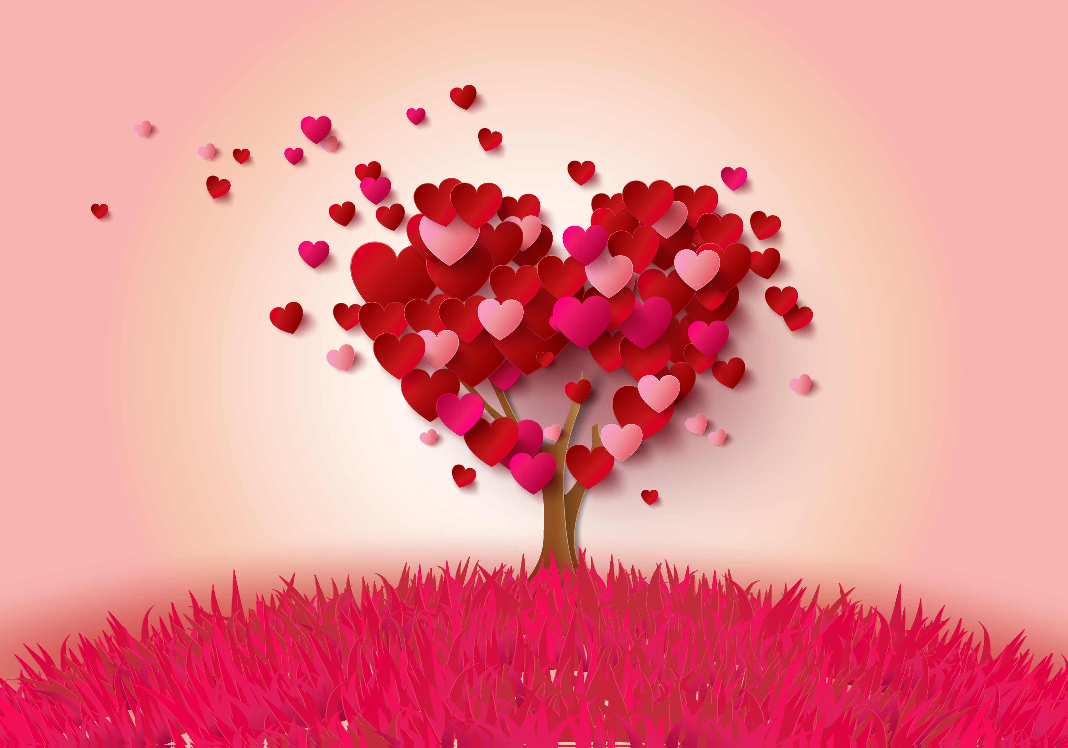 愛の気分で壁紙,ピンク,心臓,バレンタイン・デー,花弁,愛