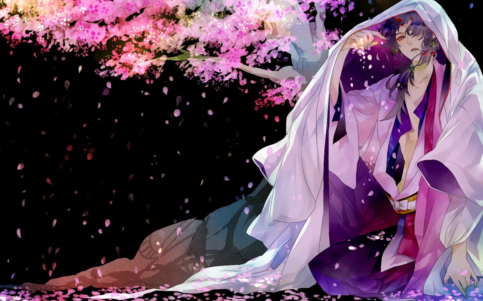 cute guys wallpaper,purple,cg artwork,anime,animation,flower