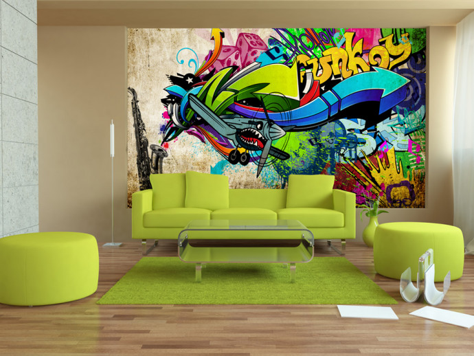 funky boys wallpaper,interior design,living room,room,wall,modern art