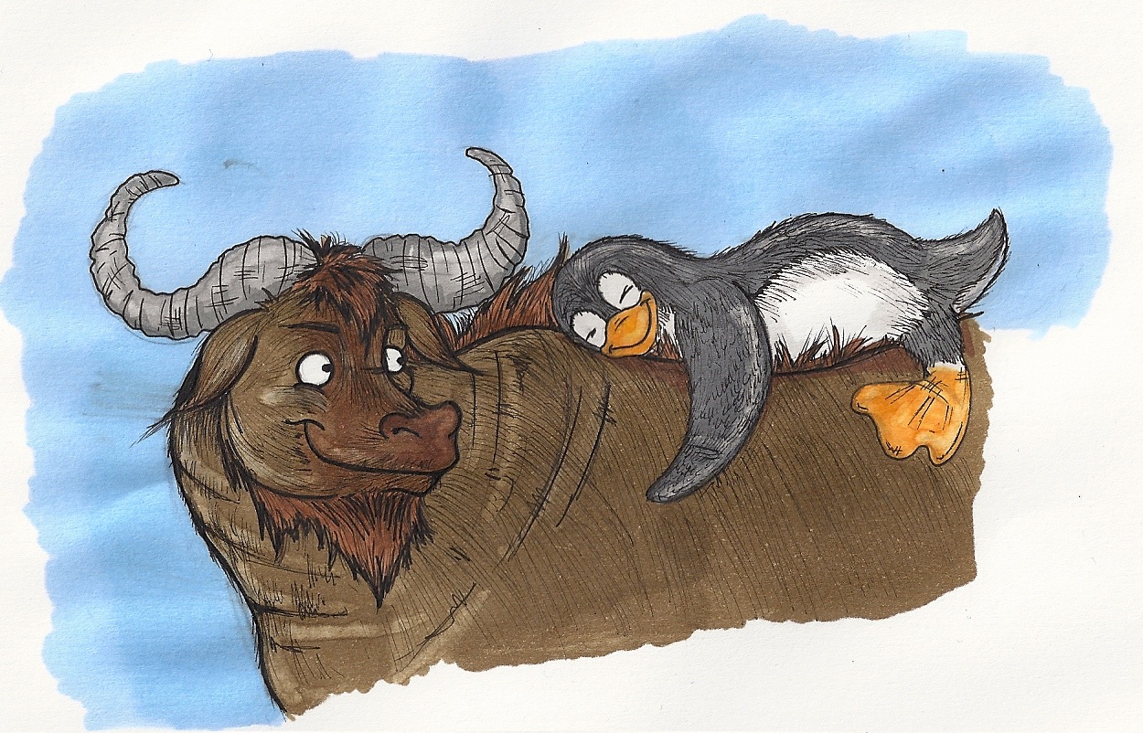 gnu wallpaper,bovine,bull,illustration,cartoon,ox