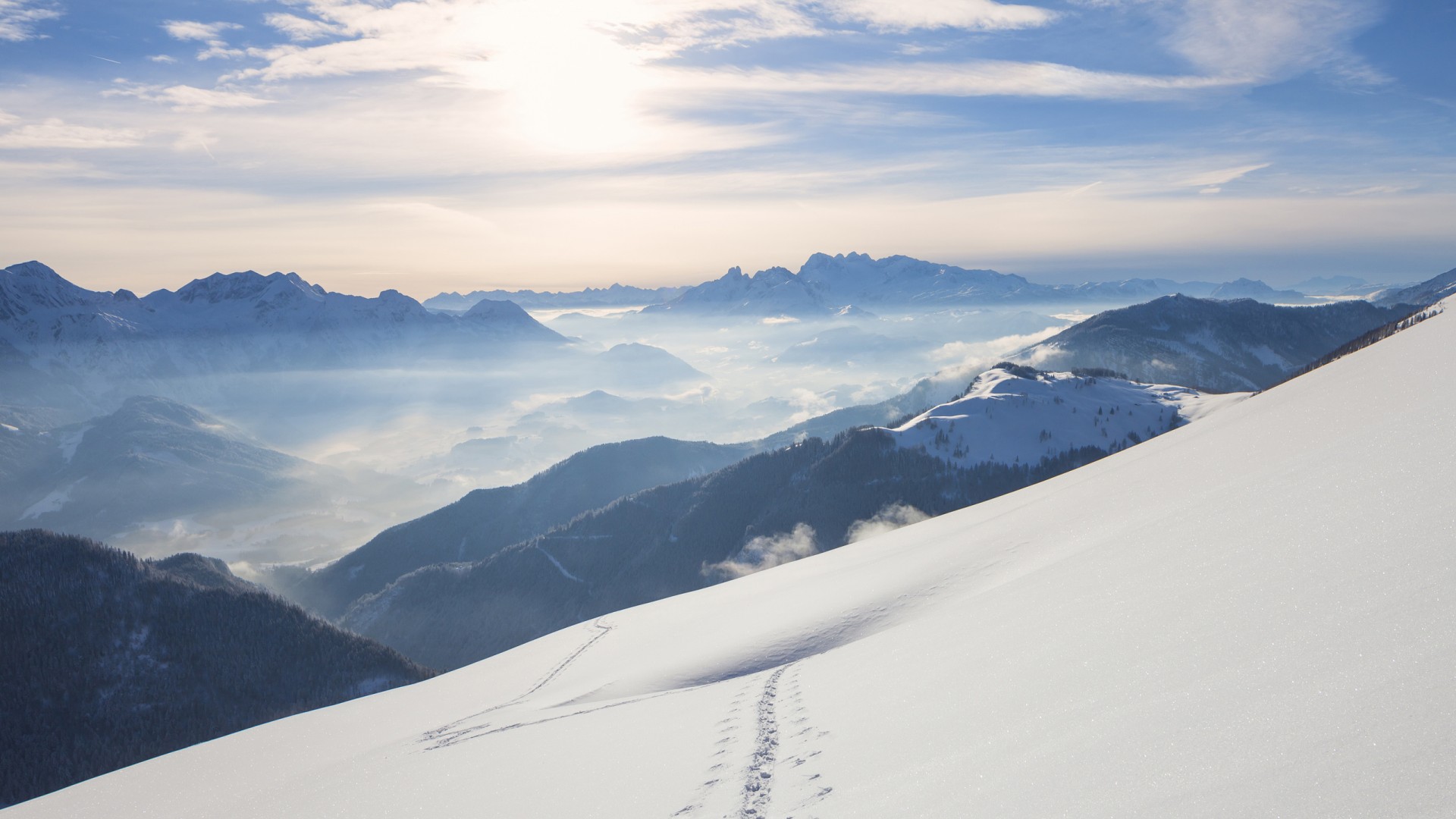 fondo de pantalla de windows 10 mountain,montaña,cordillera,nieve,cielo,cresta