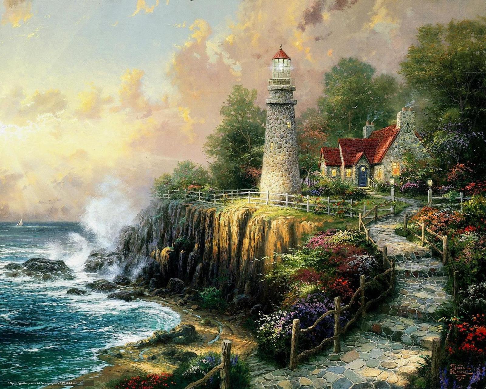 wallpaper thomas,natural landscape,nature,painting,lighthouse,tower