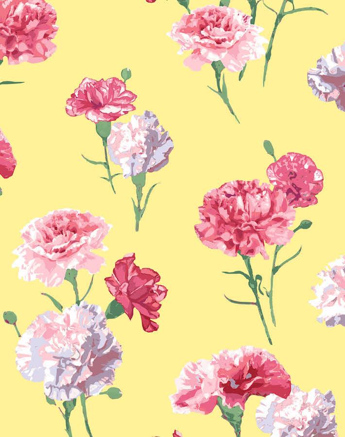 papel tapiz removible amarillo,flor,planta,planta floreciendo,rosado,diseño floral