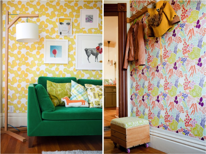 黄色の取り外し可能な壁紙,ルーム,黄,緑,インテリア・デザイン,家具