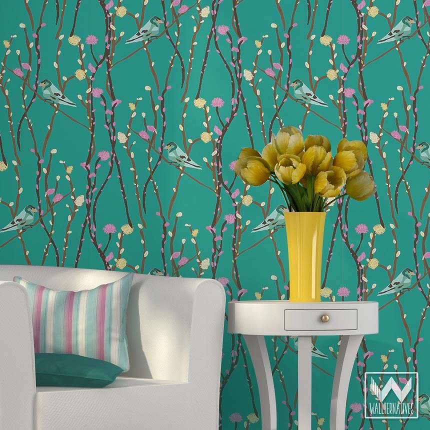 teal removable wallpaper,green,turquoise,yellow,aqua,blue