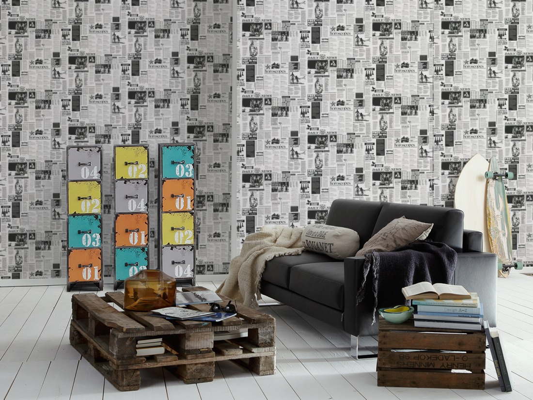 newspaper wallpaper for walls,furniture,wall,living room,wallpaper,room