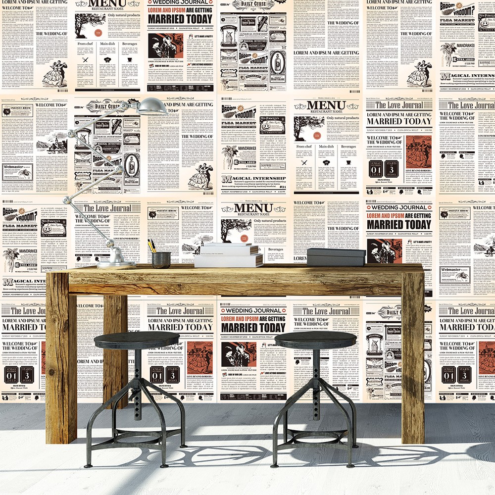 newspaper wallpaper for walls,furniture,table,interior design,wall,room