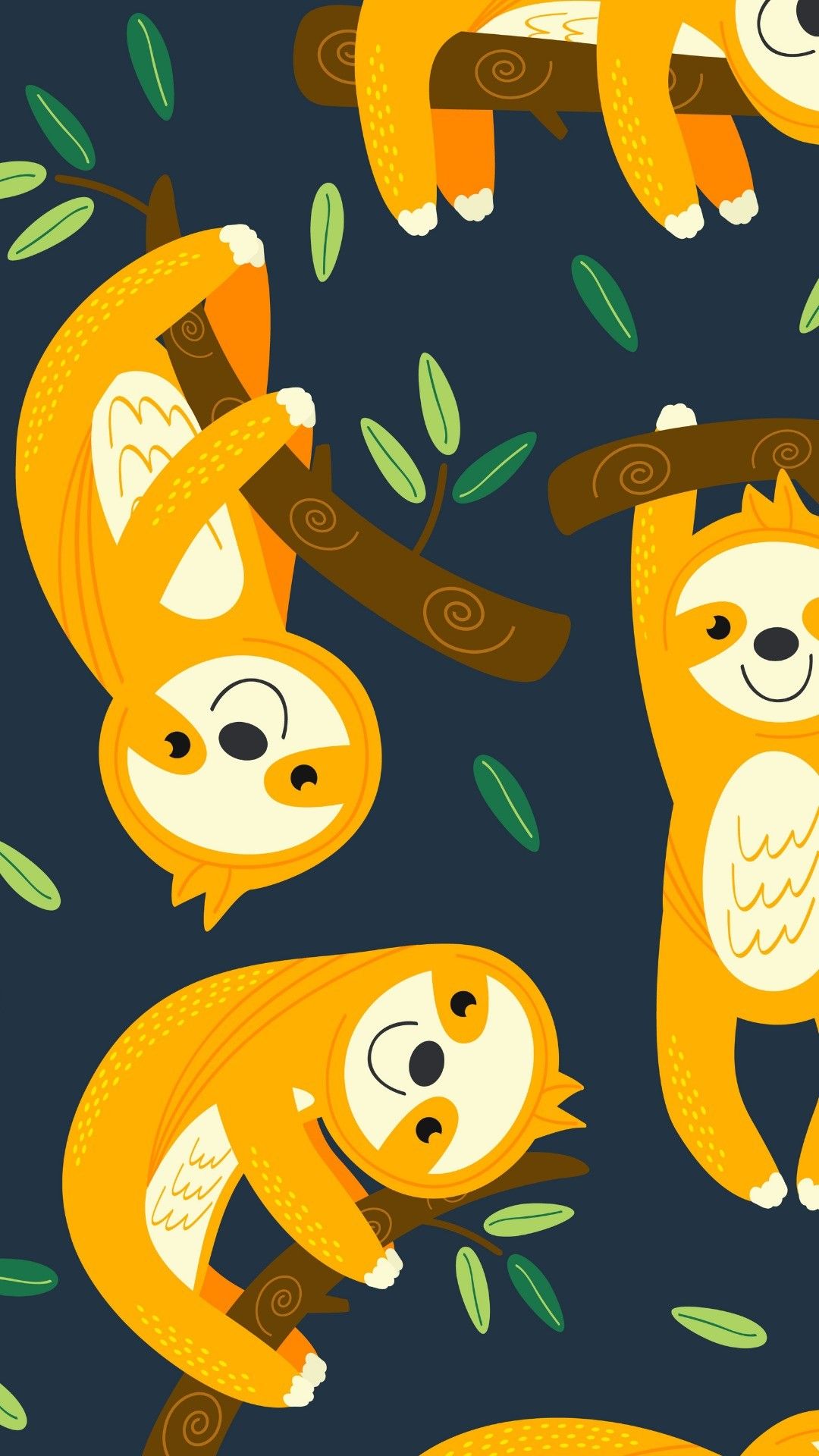 sloth iphone wallpaper,cartoon,yellow,illustration,organism,art