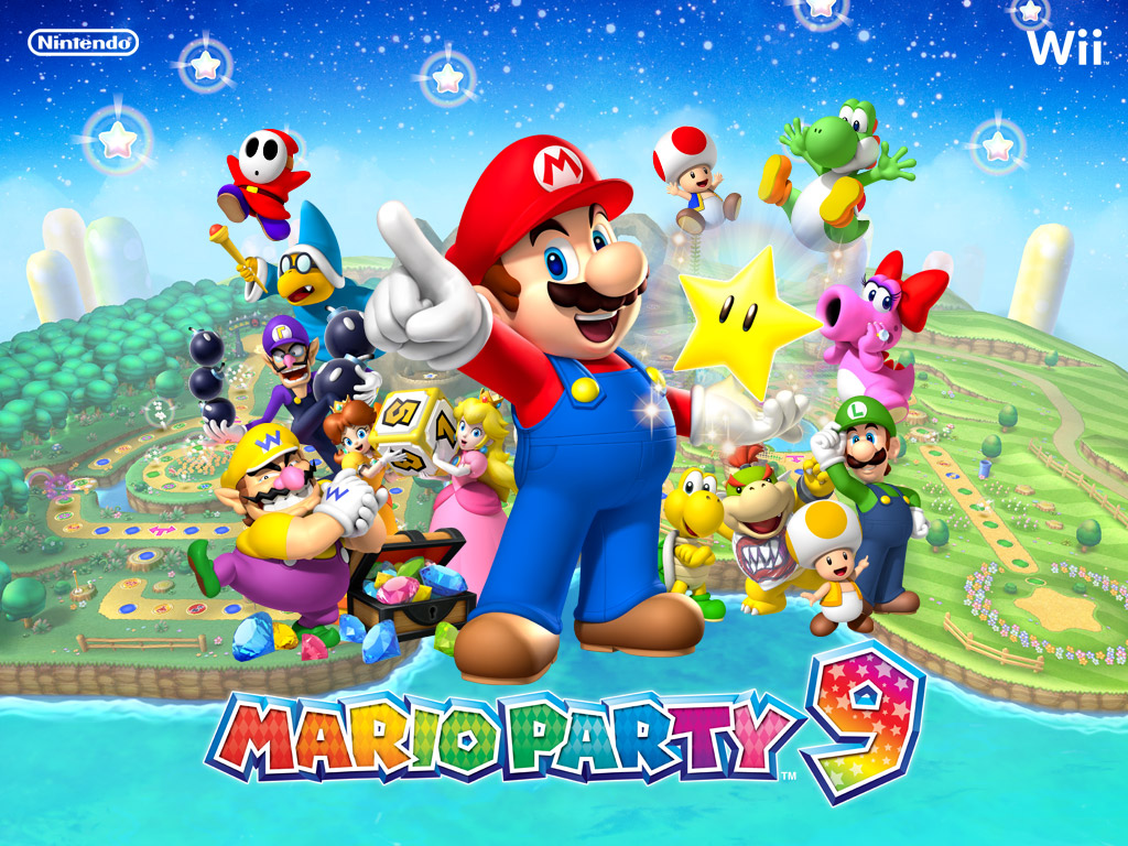 mario party wallpaper,animierter cartoon,karikatur,mario,spiele,erfundener charakter