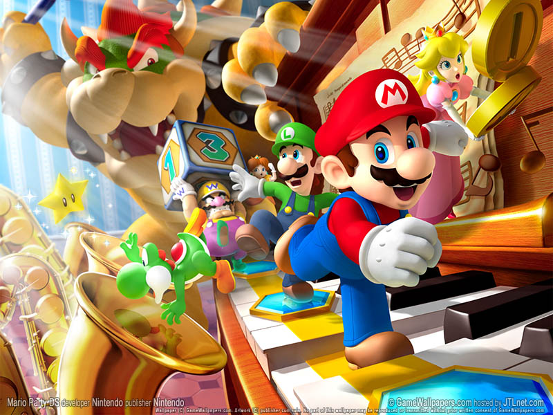 mario party wallpaper,animierter cartoon,karikatur,mario,erfundener charakter,animation