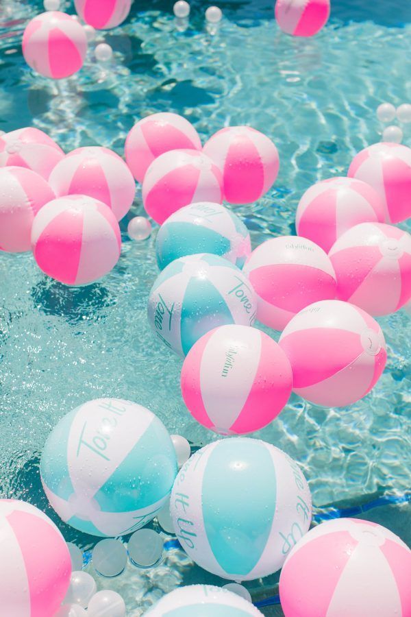 pool party wallpaper,ballon,rosa,türkis,partyversorgung,himmel