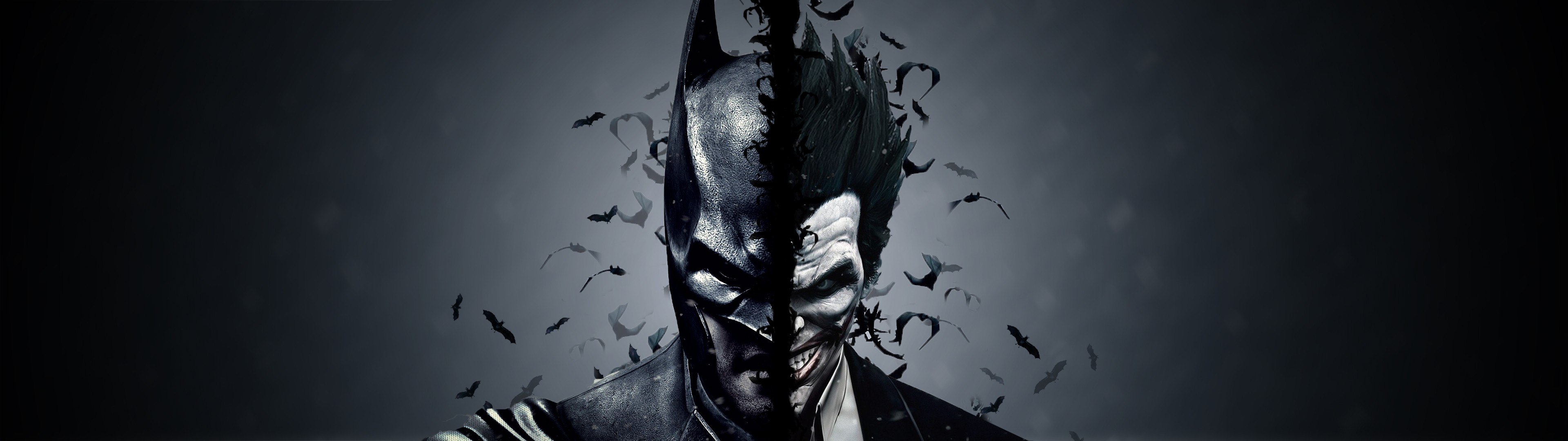 2 monitor wallpaper hd,batman,personaggio fittizio,buio,cg artwork,supercattivo