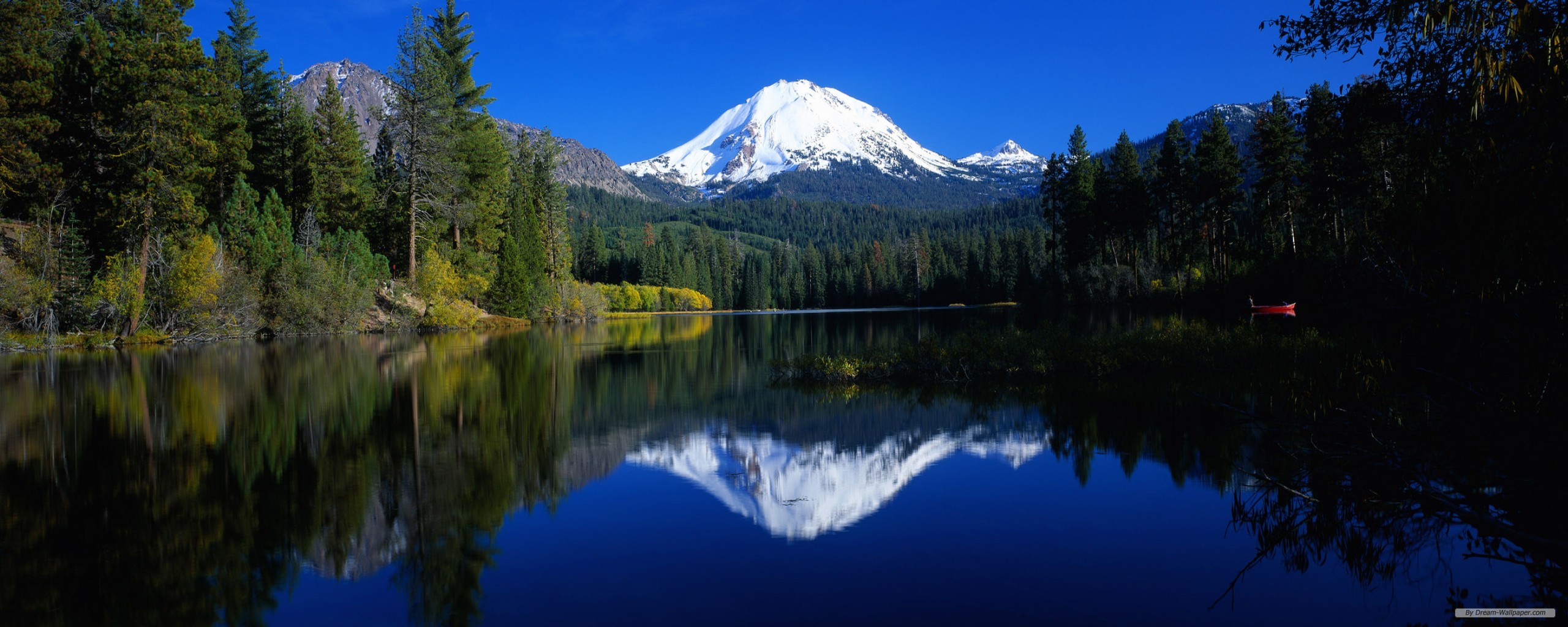 fondos de escritorio panorámicos monitores duales,reflexión,naturaleza,montaña,paisaje natural,cuerpo de agua