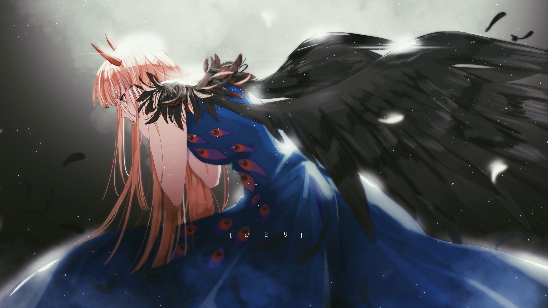 two wallpaper,cg artwork,fictional character,anime,graphic design,wing