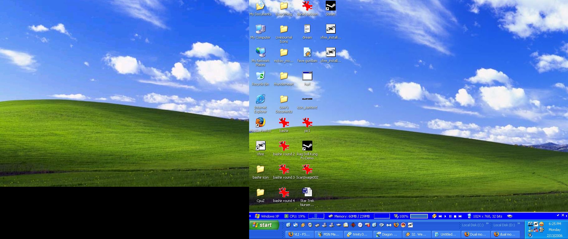 extended desktop wallpaper,sky,grassland,nature,operating system,screenshot