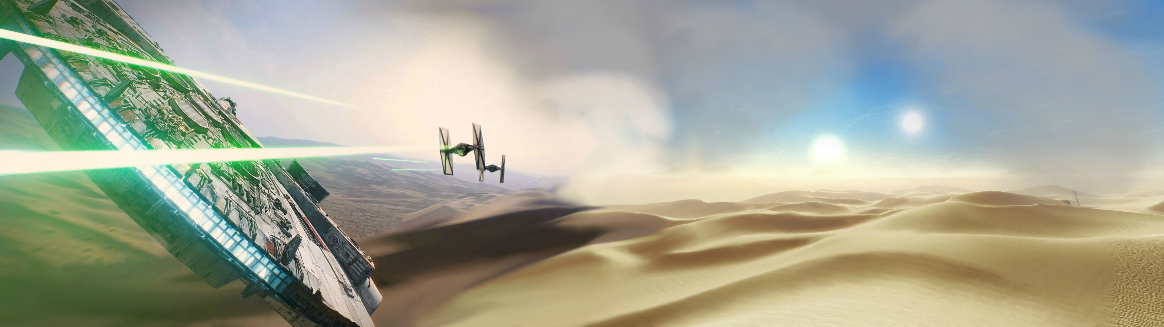 star wars dual screen wallpaper,natural environment,desert,sky,landscape,animation