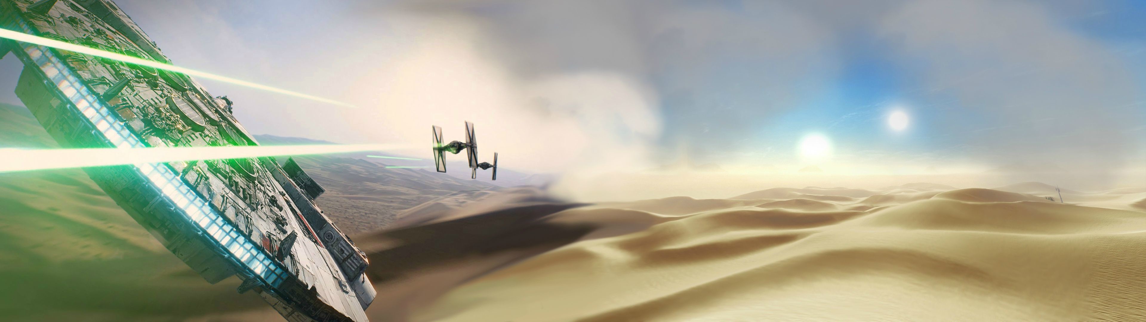 star wars dual screen wallpaper,wüste,himmel,landschaft,animation,sand