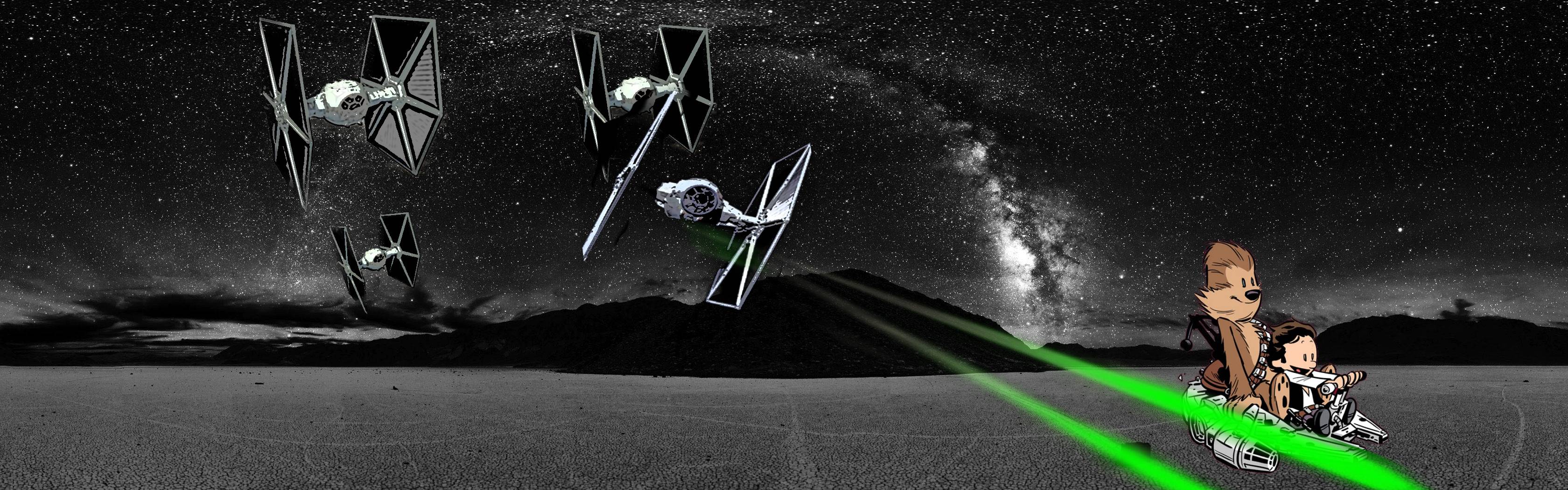 star wars dual screen wallpaper,space,atmosphere,black and white,night,outer space