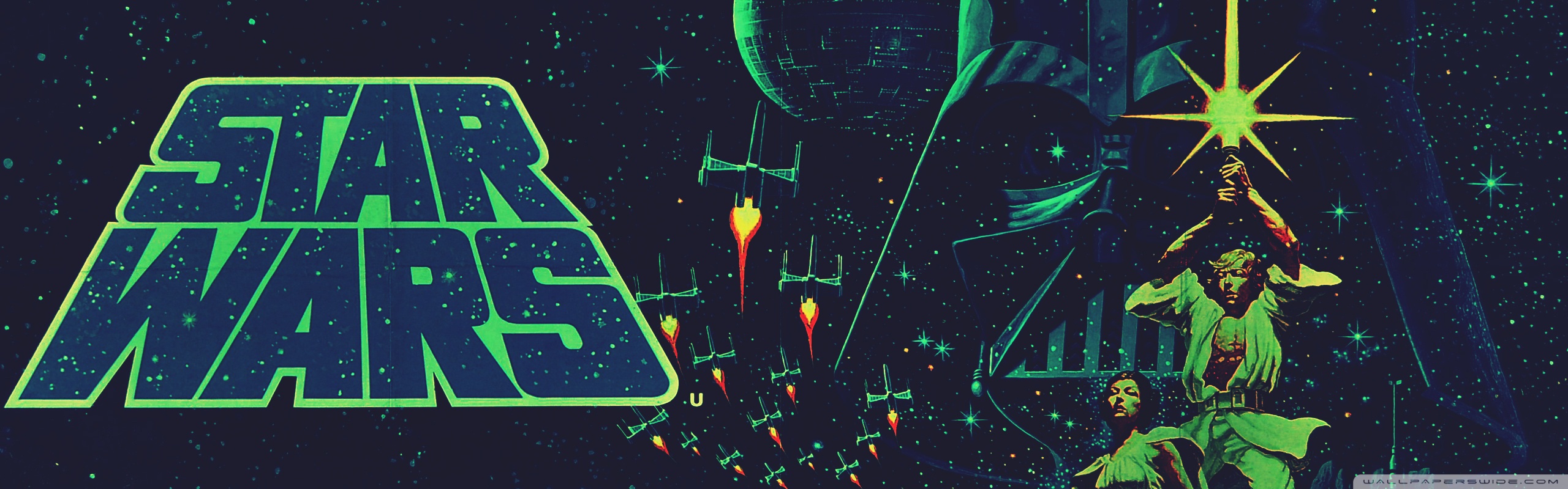 star wars dual screen wallpaper,green,font,space,technology,animation