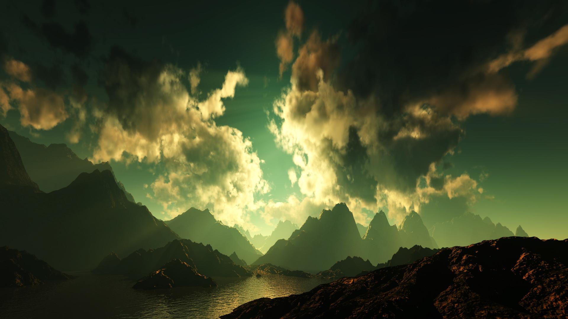 dual screen wallpaper 1920x1080,sky,cloud,nature,green,mountain