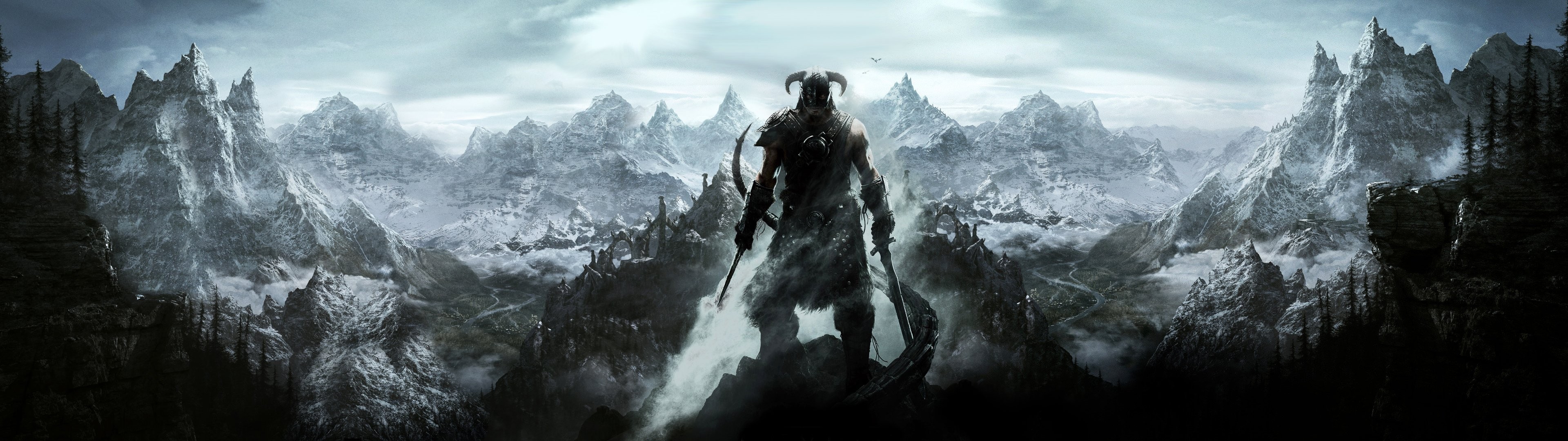 cool dual monitor wallpapers,action adventure game,mountain range,cg artwork,mountain,demon