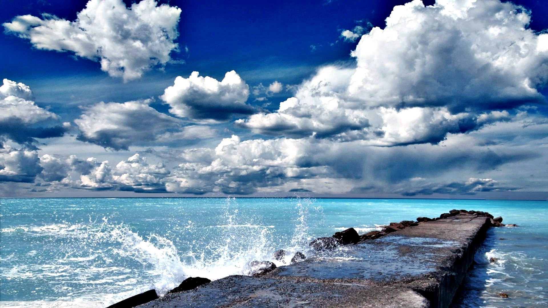 パノラマ壁紙窓7,空,水域,海,雲,青い